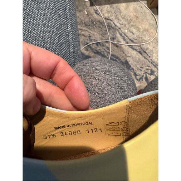 The Office Of Angela Scott Mr Smith yellow blue stripe Oxford size 37.5 7.5 - Picture 5 of 6